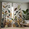 2pcs of HD Small Fresh Leaves Decorative Curtain Yellow Digital Printed Curtain Home Decoration Style Decoration Living Room Bed