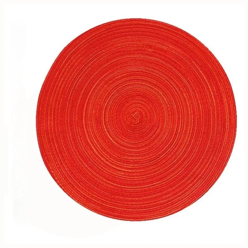 2Pcs/Set 38cm Round Ramie Insulation Pad Solid Placemats Linen Non Slip Table Mats Kitchen Accessories Decoration Home
