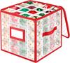 Christmas Ornament Storage Box with Adjustable Dividers, Store Up To 64 Christmas Ornaments,Plastic Xmas Box with Zipper Closure