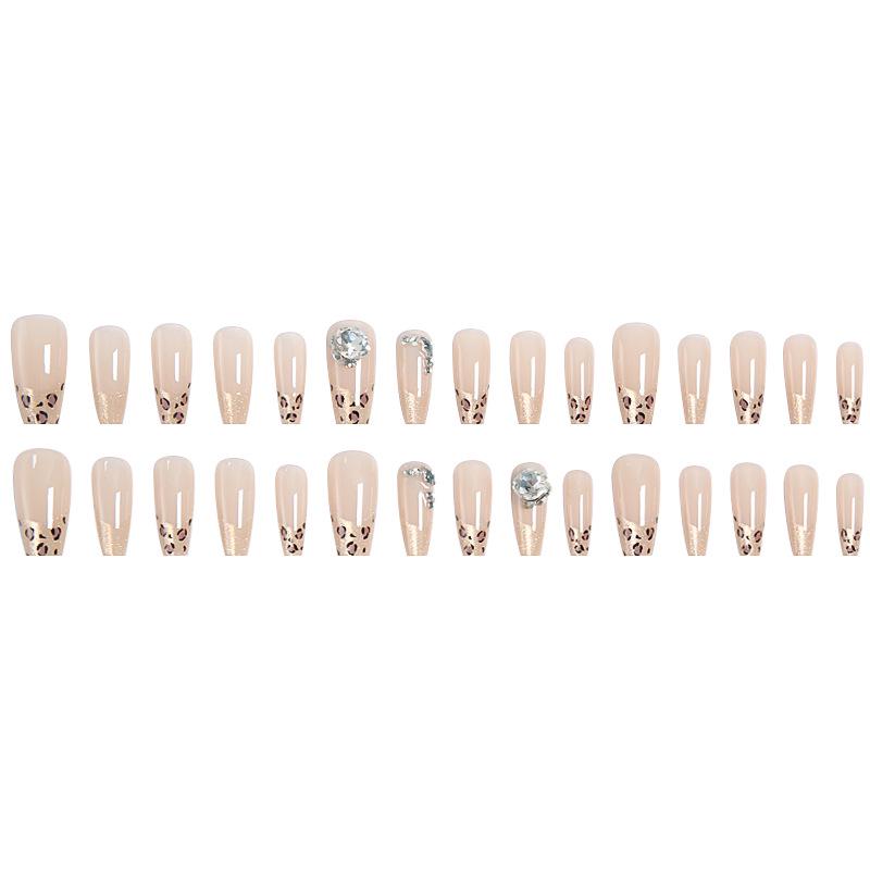 Leopard Print French Manicure Wearable Nail Tips – Autumn/Winter Whitening Stickers, High-End False Nails