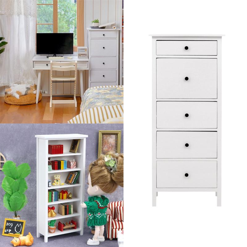110 Bjd Ob11 Nábytek Komoda s pěti zásuvkami Bílá Mini doplňky pro domeček pro panenky