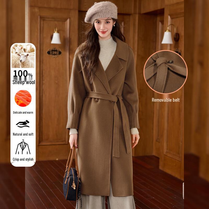 Bailuyu Women's Full Wool Suit Collar Double-Sided Overcoat