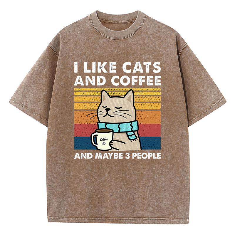 I Like Cats And Coffee Printing Women Wash Clothes Casual Fashion Tshirts Soft Breathable Tee Tops Cool Summer T Shirts FeUnisex