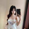 American Spice Girl Style Tub Top Women's Cat Print Design Sense Year Summer Slim Fit Sexy Chest Wrap Vest