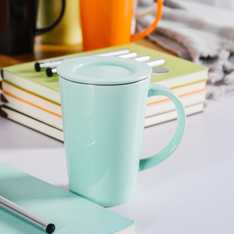 Coffret Cadeau Fête de la Mi-Automne Fête des Enseignants, Tasse en Céramique Tasse à Eau avec Filtre Boîte Cadeau Sac