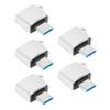 5Pcs TypeC Male to USB2.0 OTG Adapter Portable Data Converter Computer Accessory(Silver )