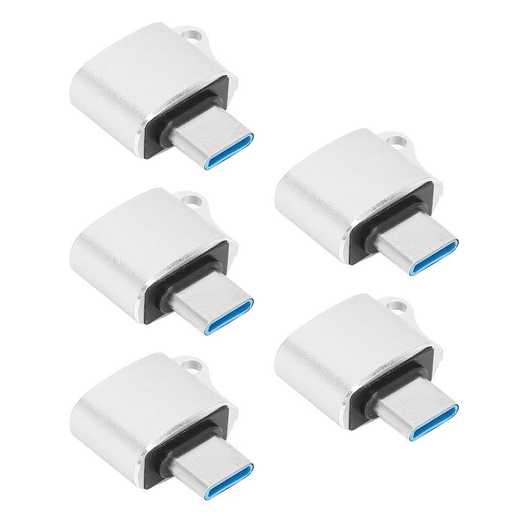 5Pcs TypeC Male to USB2.0 OTG Adapter Portable Data Converter Computer Accessory(Silver )