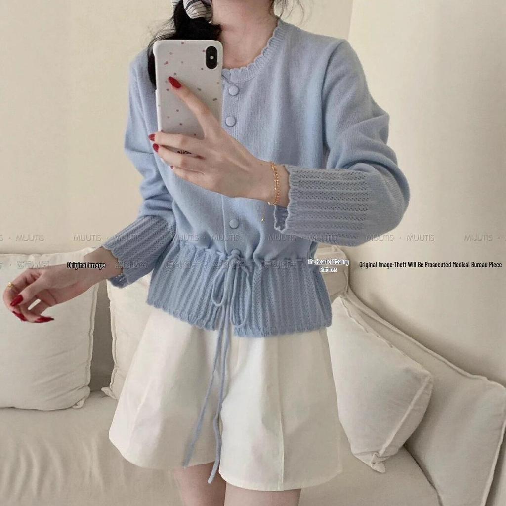 2025 Autumn/Winter Slimming Lace Knit Hollow-Out Cardigan – Sweet & Versatile Women's Sweater