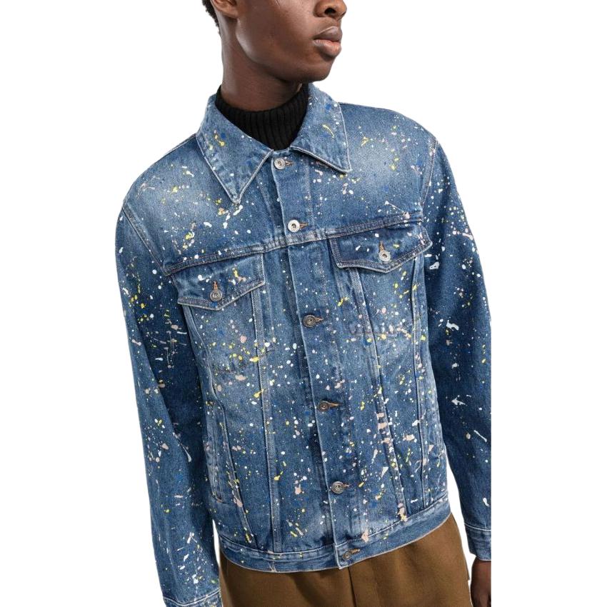 OFF WHITE Paint Skate Denim Jacket OMYE077F22DEN0034000