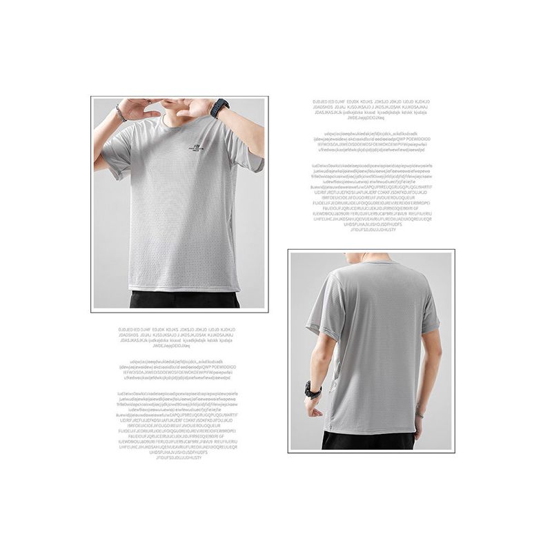 Summer High end Experience! Stretch on All Sides! Ice Silk Breathable T-shirt Men's Short Sleeve Top round Neck Foreign Trade Cut the Tag off Tide