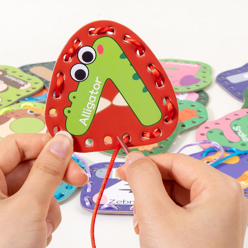 Children's Alphabet Lacing Cards: Educational Word Puzzle for Early Learning