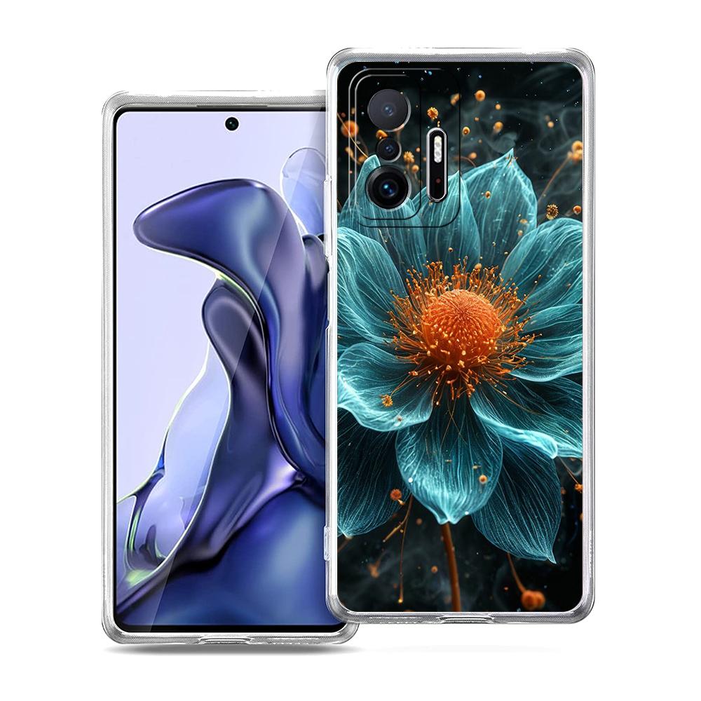 Transparent Phone Case for Xiaomi Mi 15,14,13,12,11,Ultra,13T,12T,Poco,X3,NFC,F3,F6,Pro,Lite Soft TPU Shell Cute White Lotus Bag