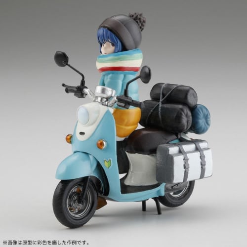 Kaiyodo ARTPLA Yurucamp Shima Rin and Bike Set 1/24 Anime Scale Unpainted Plastic Model Kit
