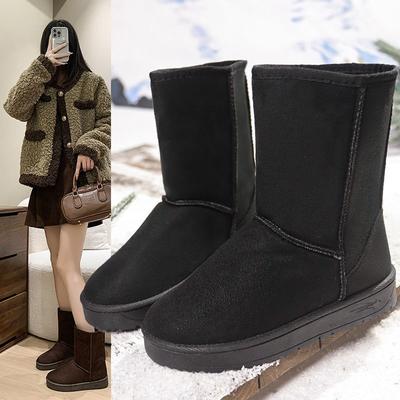 Thick-soled Snow Boots Fur Integrated Medium Boots 2025 Winter Velvet Short Boots One Pedal Non-slip Warm Cotton Shoes