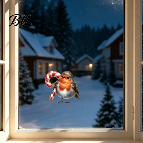 Outdoor Balcony Glass Decorations Christmas Bird Static Window Stickers, PVC Waterproof Decorative Decals Non Adhesive Stickers for Holiday