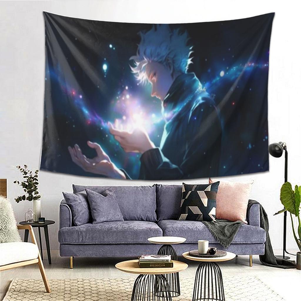 Magical Anime Sorcerer Tapestry  Celebrate Fantasy Art with Vibrant Spell Casting Scene  Perfect for BedroomLiving Room Decor