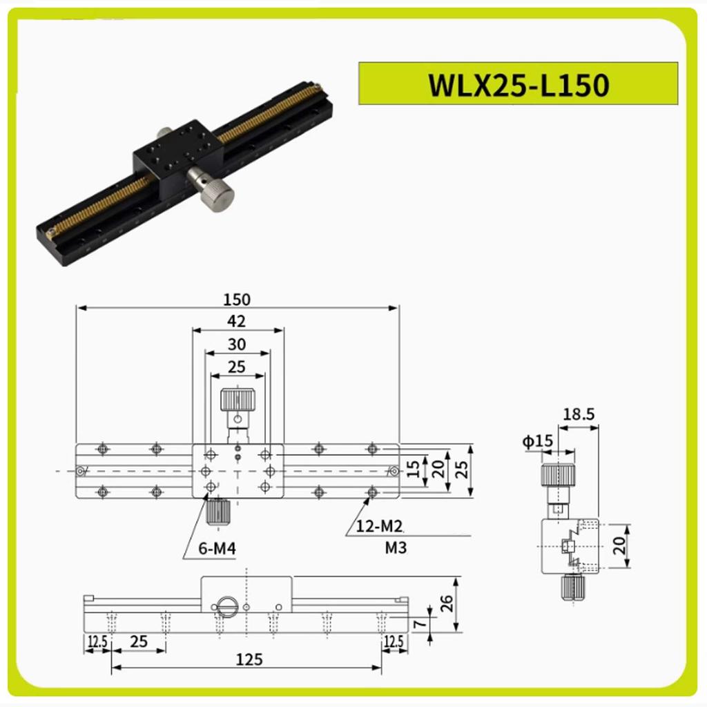 X-axis Dovetail Groove Manual Slide, Long Stroke Gear Drive Bar Type Fine Adjustment Platform