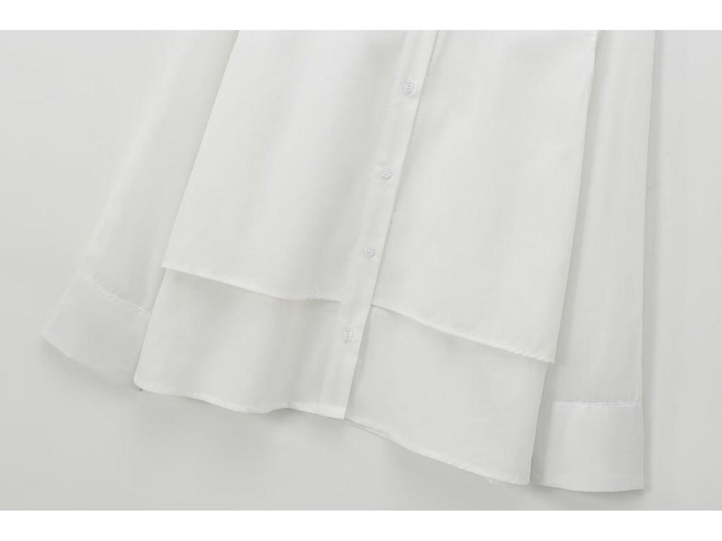 2024 Autumn Women's European & American Style Floral Poplin Long Sleeve Shirt