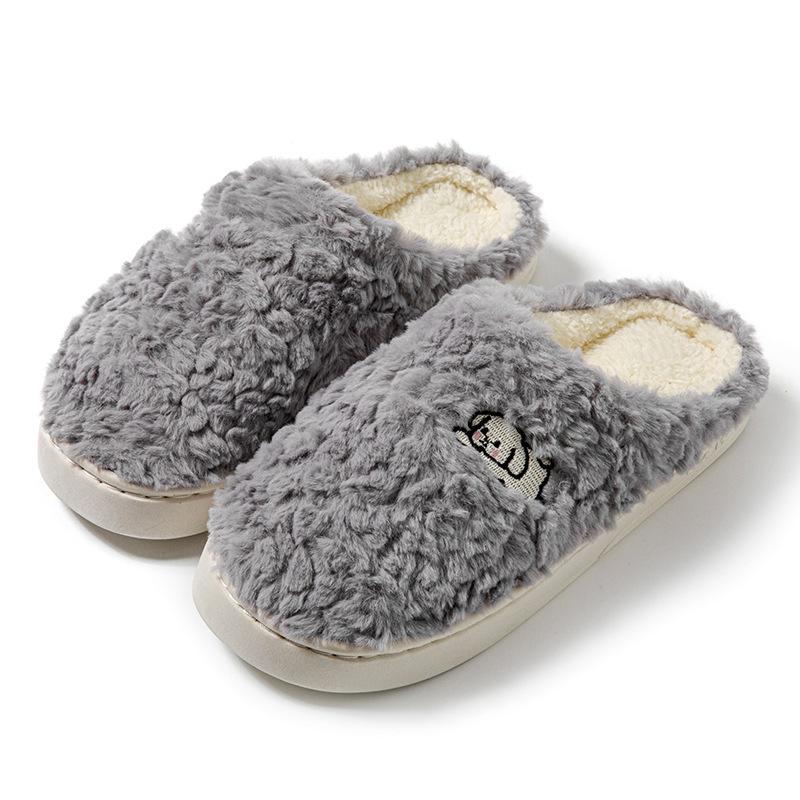 Autumn and Winter Cotton Slippers Plush Cartoon Couple Home Indoor Plush Thermal Shoes