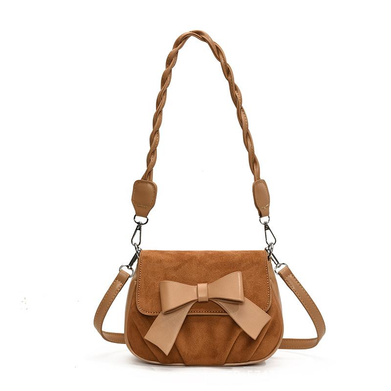 Trendy Niche Design New Messenger Bag Matte PU Underarm Bag Pleated Bow Cute Shoulder Bag Messenger Bag