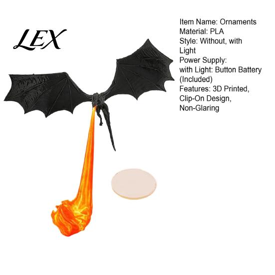 LED Ambient Lighting Dragon Bookshelf Nook Light, 3D Printed Fire-Breathing Fantasy Flying Dragon, Shelf Accent Lamp Gothic Home Accessories
