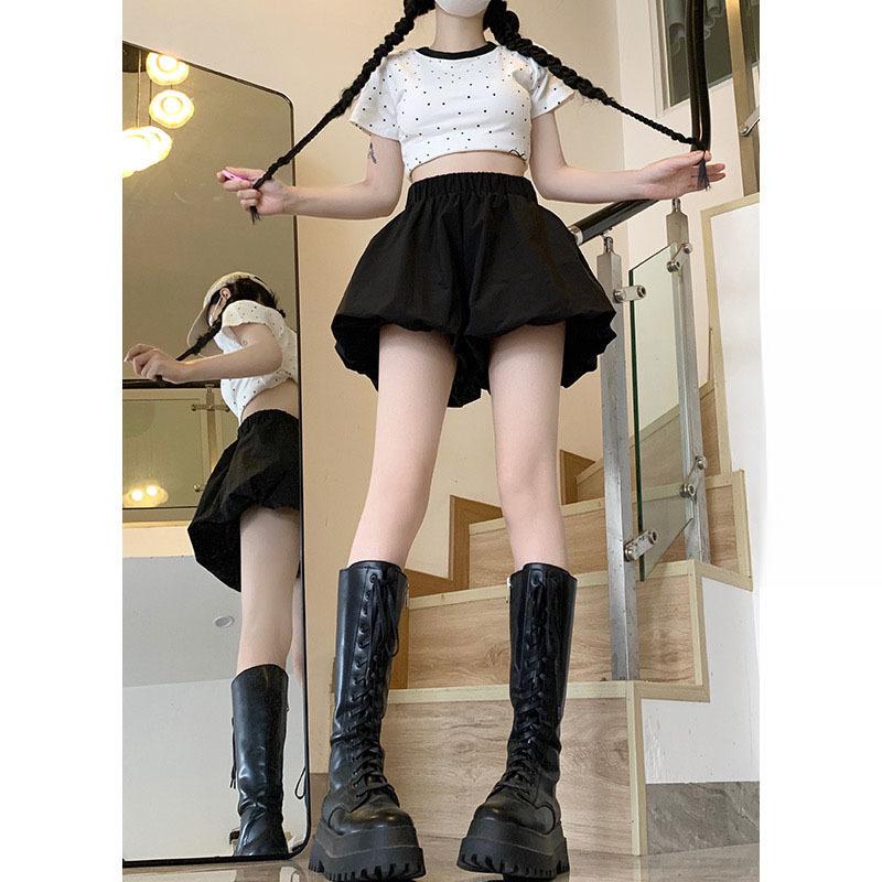 Cloud Flower Women s High Waist Fluffy Shorts - 2025 New Casual Wide-Leg Lantern Pants S