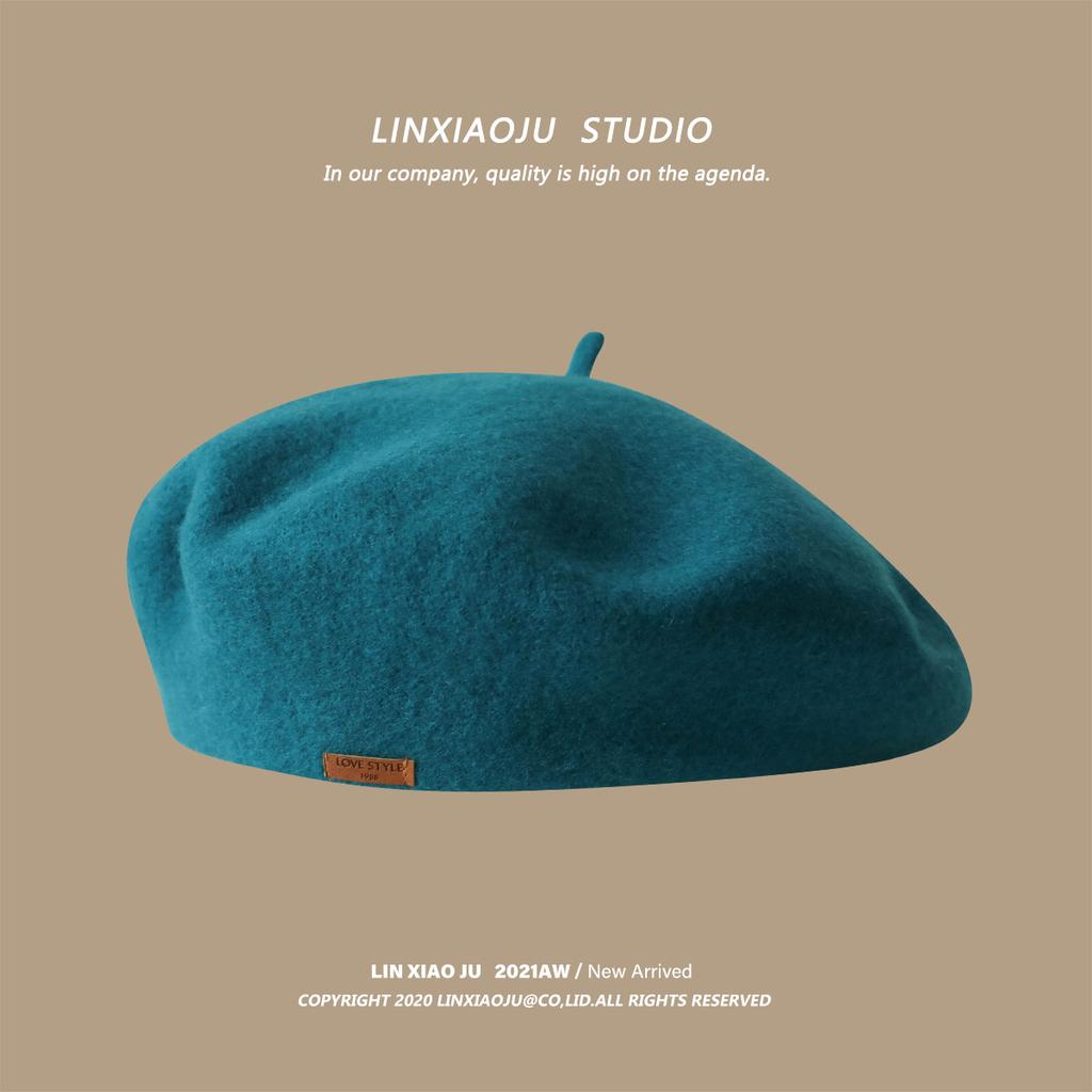 Temperament Solid Color Wool Beret Women'S Japanese Brown Autumn And Winter Bud Hat Versatile Literary And Retro Painter Hat Tide