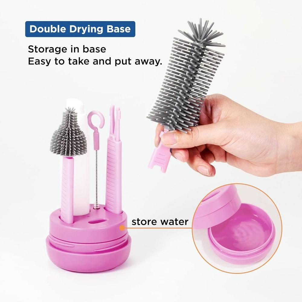 6 in 1 Nipple Straw Cleaner Kit Compact Baby Bottle Brush Set Feeding Bottle Brush  Bottle Cleaning
