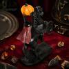 Indoor Scary Figurine Halloween Headless Horseman Statue, Vintage Bronze Textured Resin Gothic Horror Figurine, Stable Base Sculpture for Home
