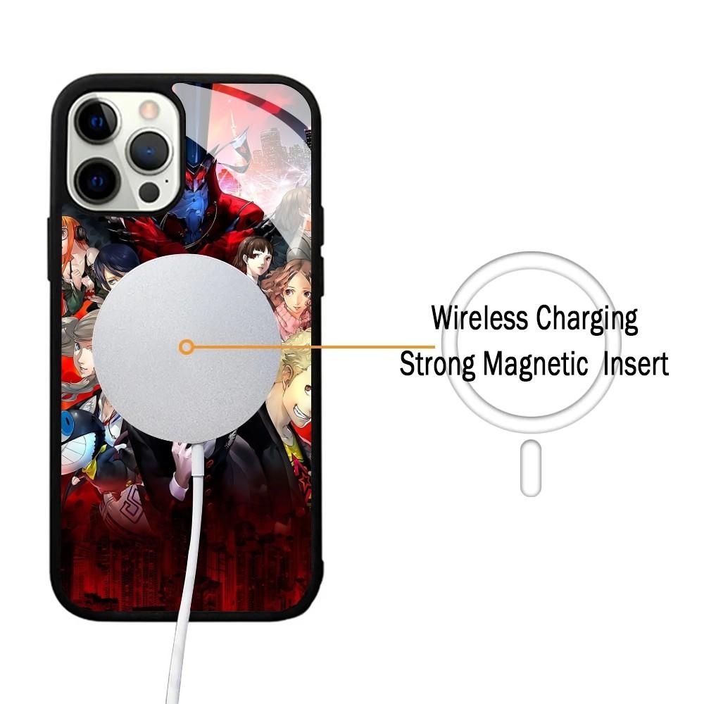 P-Persona 5 Anime Phone Case For IPhone 16 15 14 13 Pro Max 11 12 Mini Alex Mirror For Magsafe Wireless Charging Cover