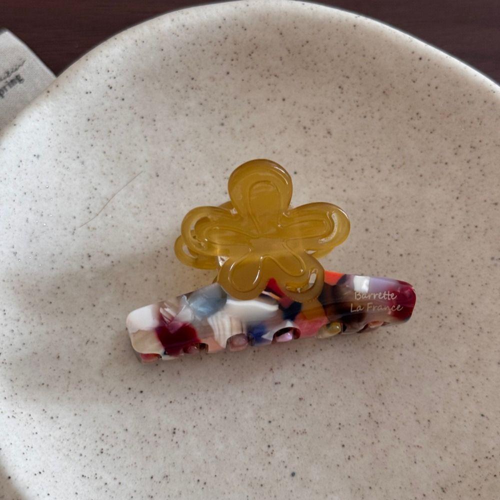Colorful Flower Hair Clip Floral Design Acetate Shark Clip Acetic Acid Hair Claw Streetwear