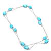 Larimar Necklace 36" Chain Silver Finish Polished Oval Gemstone Jewelry For Gift