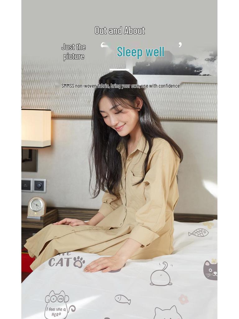 Disposable Printed Travel & Hotel Bed Set: Duvet Cover, Pillowcase, and Sheet