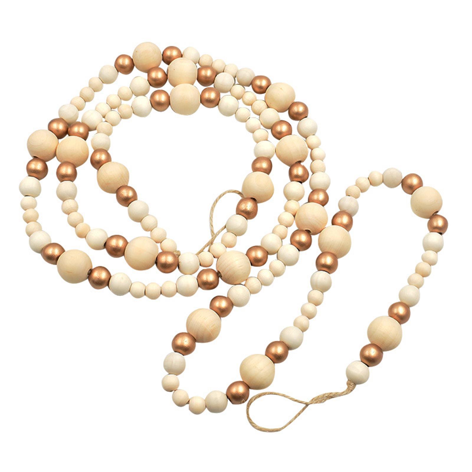 Wooden Beaded Christmas Garland Retro Wood Beads Festival Tree Garland For Mantels Staircase Wreath Holiday Decoration