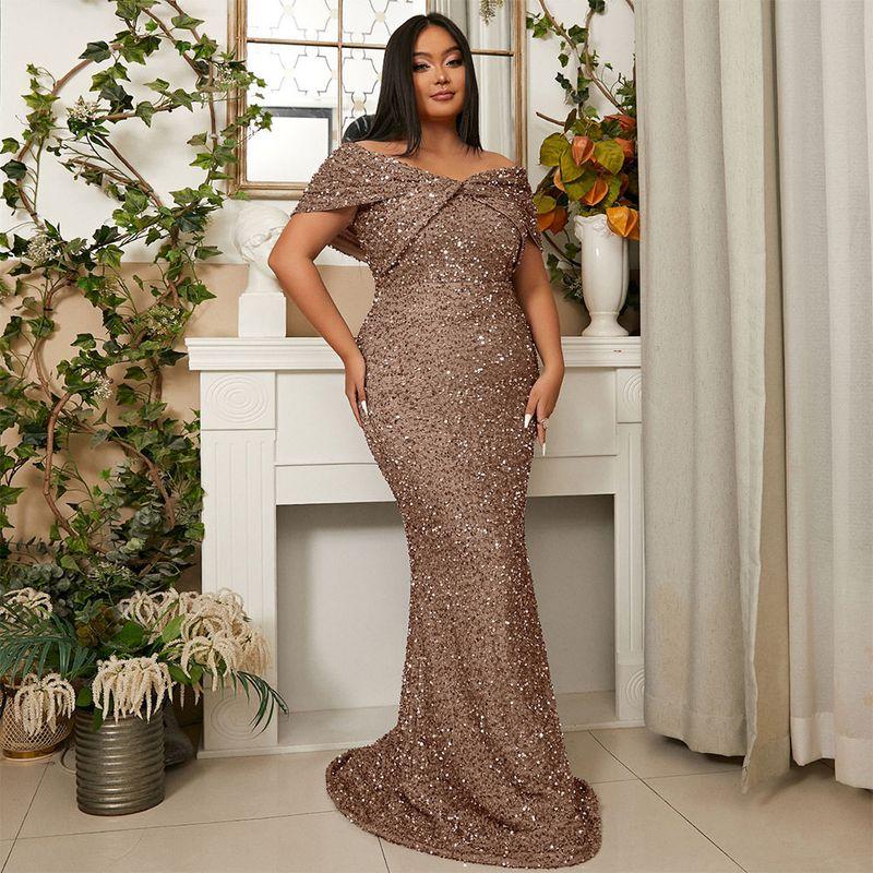 Foreign Trade Sexy Long Sequined Evening Dress for Banquets, Weddings, Birthdays, Bridesmaid Dresses, Party Dress 4XL