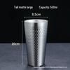 Golden Diamond Honeycomb 304 Stainless Steel Double-Layer Cup - Hammered Design, Anti-Scald. Perfect for Juice, Beer, and Tea.