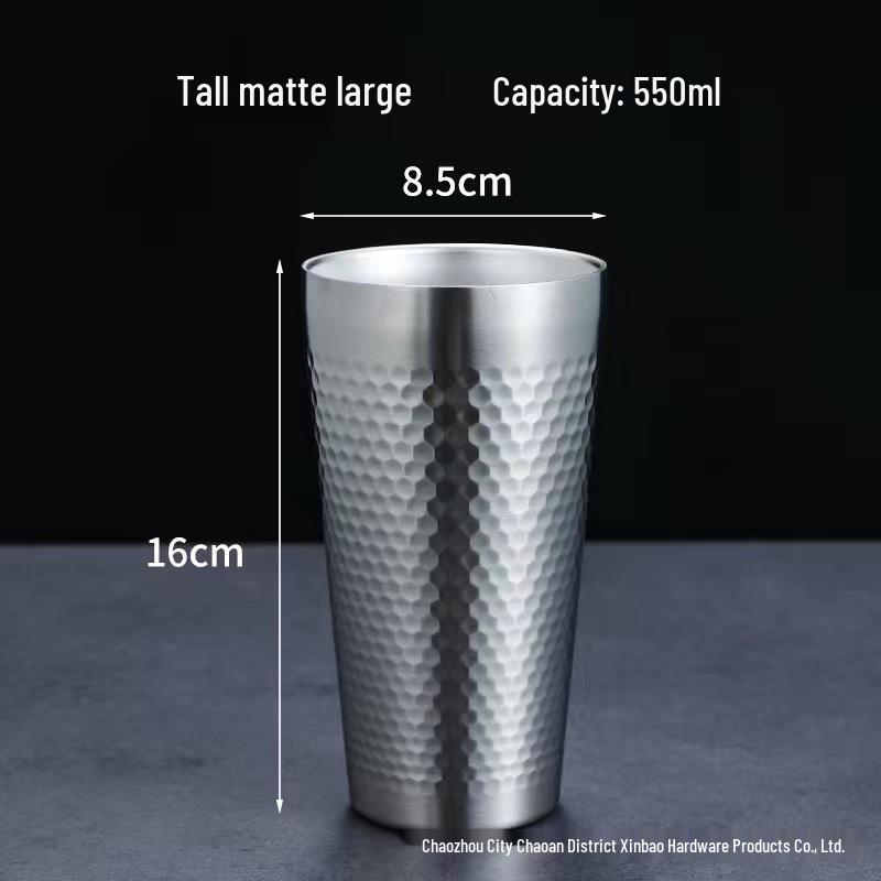 Golden Diamond Honeycomb 304 Stainless Steel Double-Layer Cup - Hammered Design, Anti-Scald. Perfect for Juice, Beer, and Tea.