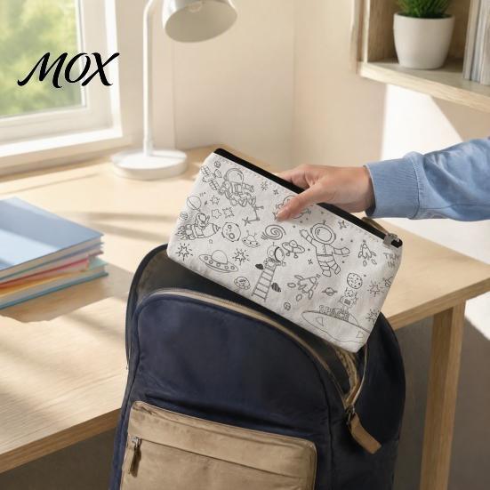 Stationery Organizer Bag DIY Coloring Cartoon Pencil Case, Color Your Own Canvas Pen Zipper Case Bag, Pouch Art Crafts for Students, Kids Holder