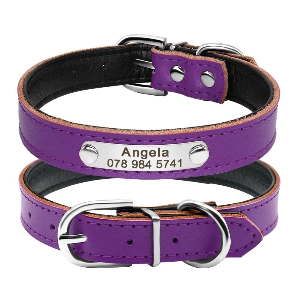 Leder Katzenhalsband Personalisiertes Katzenhalsband für Welpen Kleine Hunde Haustier Kätzchen Namensschild Halsband Kostenlose Gravur Verstellbar Haustierhalsbänder
