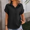 Summer Fashion Short Sleeve Casual Shirt Elegant Loose Solid Women 2024 White Blouse Woman Button Up Office Lady Tops 30644