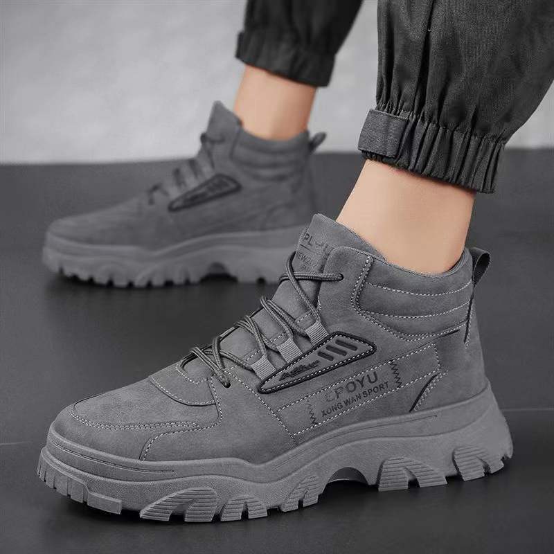 Martin Boots Men's Shoes for Spring High-top Waterproof and Anti Slip Work Labor Protection Work Boots Outdoor Height-enhancing Thick