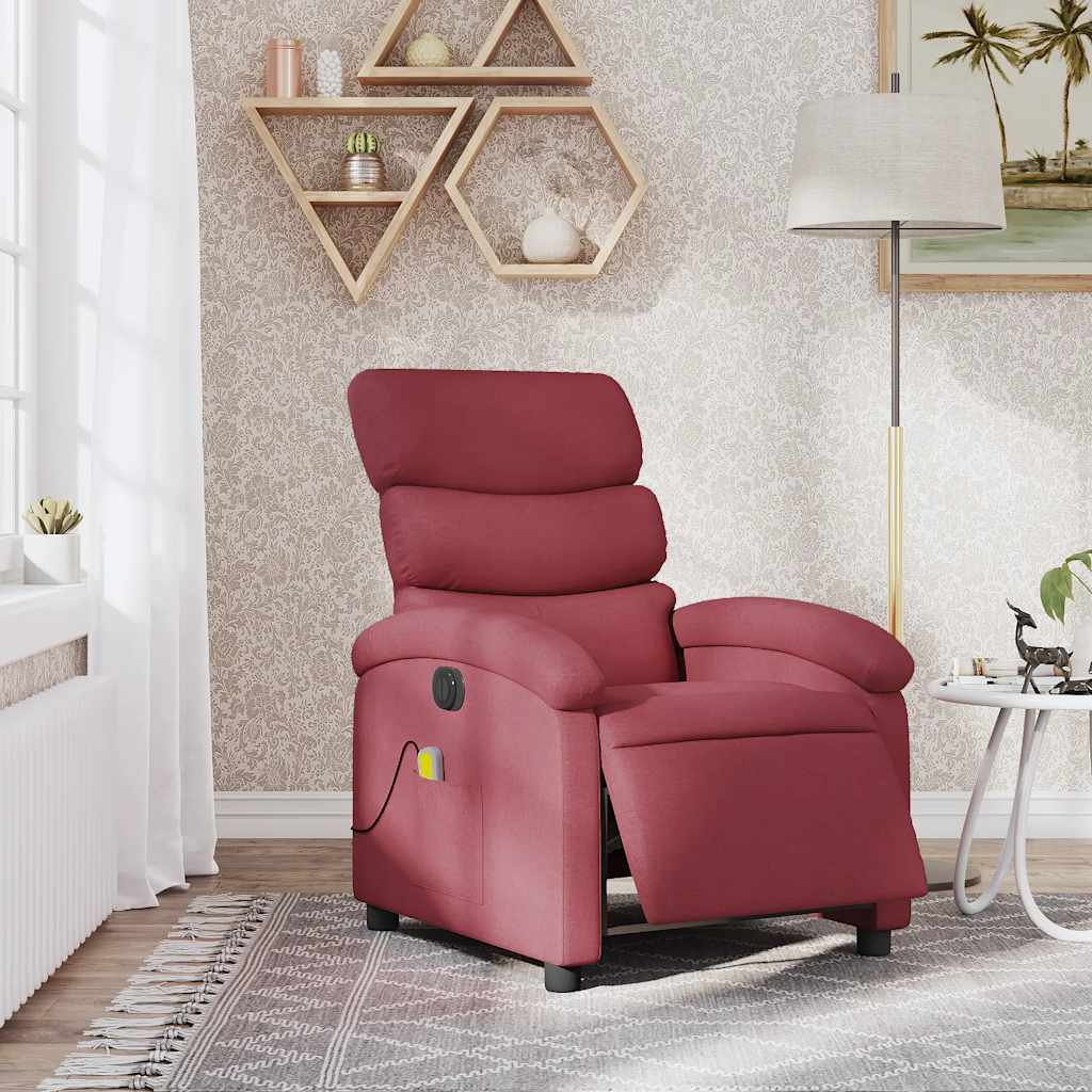 Electric Massage Chair Burgundy Fabric