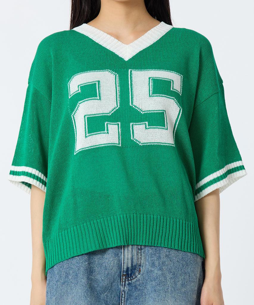 Andy Other Oversized V-Neck Short Sleeve Knit Green