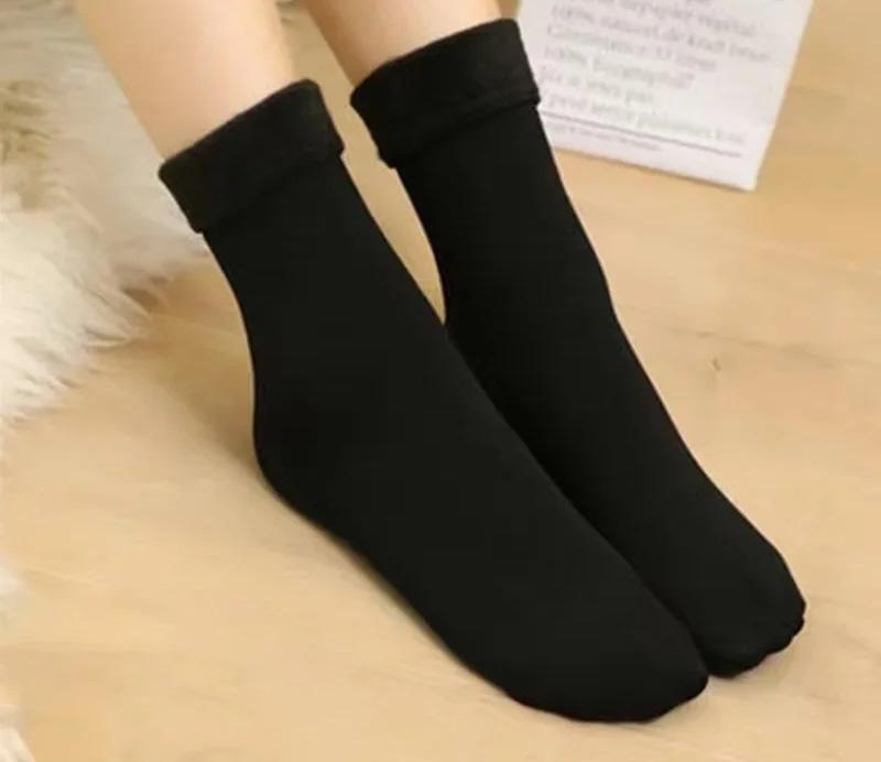 

Thicken Thermal Socks Wool Cashmere Black Skin Seamless Snow Sock Velvet Unisex Socks Winter Warm Solid Women Socks One Size
