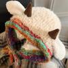 Plush Horn Knitted Hat With Soft Pompoms For Women Men Kids Winter Outdoor Activity Multiple Colors