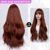 Red Brown Curly Wave Wigs Air Bangs 24 Inch  Fiber Synthetic Heat-resistant Deep Wave Hair Natural Party or Selfie Korean Fashion