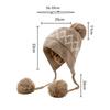 Winter Knitted Hat Big Head Cashmere Three Hair Ball Ear Protection Wool Hat for Women