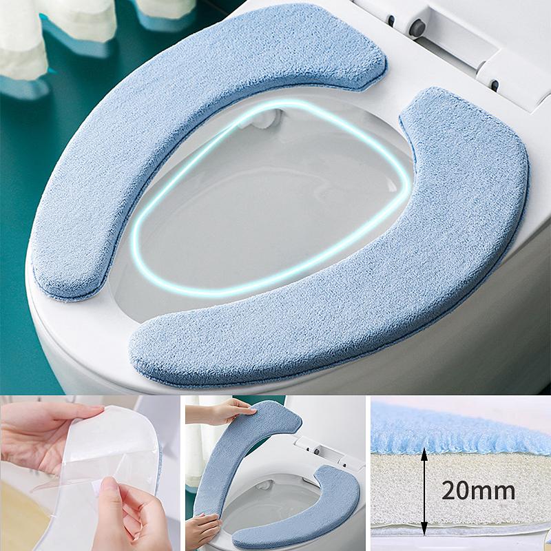Plüsch-Klebe-Toilettensitzkissen für den Wintergebrauch, waschbar, verdicktes und warmes Toilettensitzkissen mit Saugfunktion