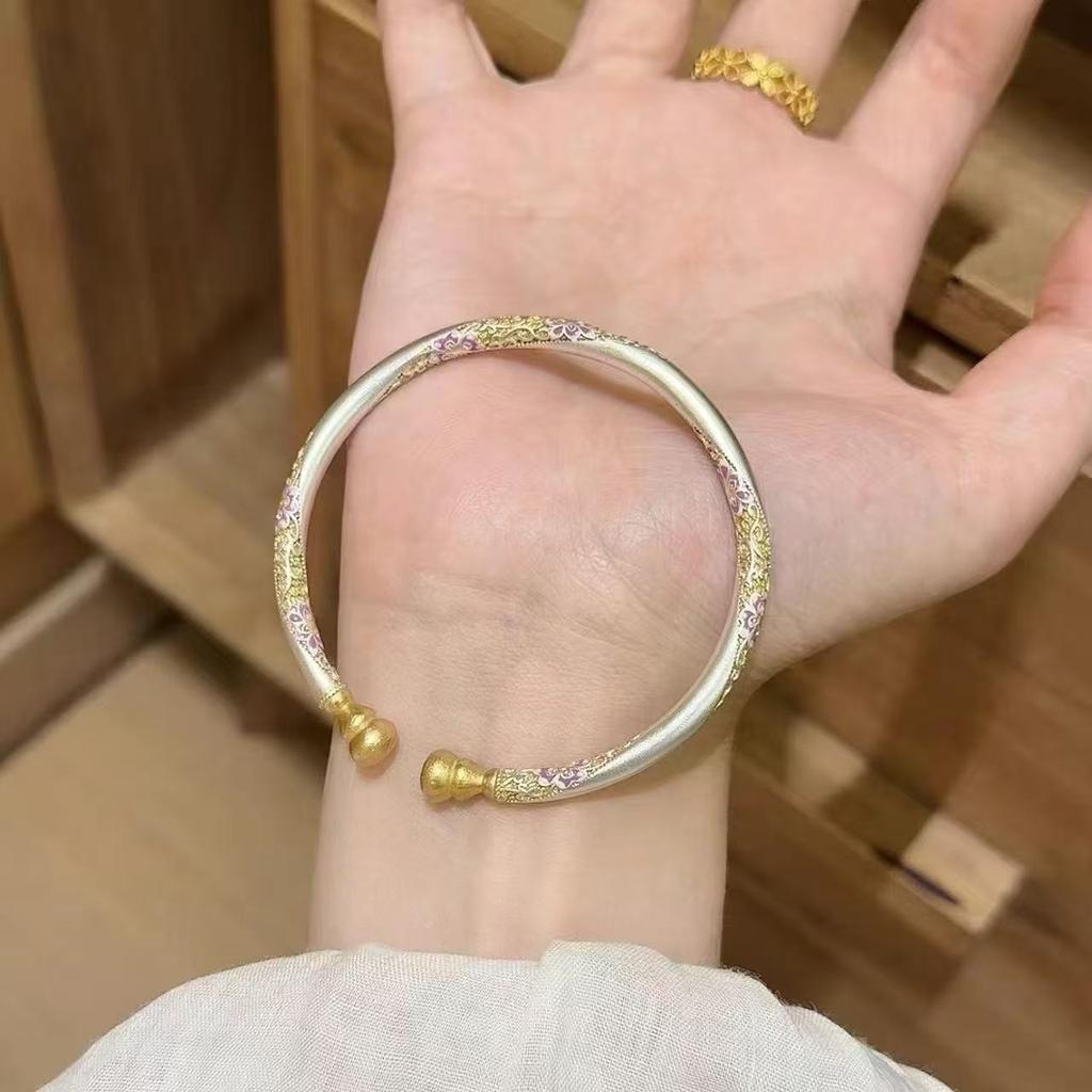 New Chinese Retro Handmade Enamel Bracelet Women 2025 New Temperament Fashionable and Versatile Gifts