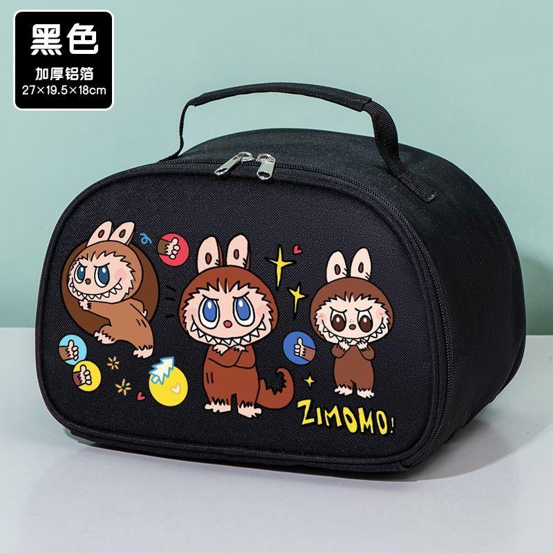 Labubu Thickened Aluminum Foil Bento Bag Student Lunch Box Bag Large-capacity Hand-held Insulated Bag